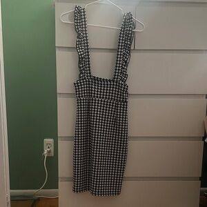 Houndstooth Black and White Ruffled Dress